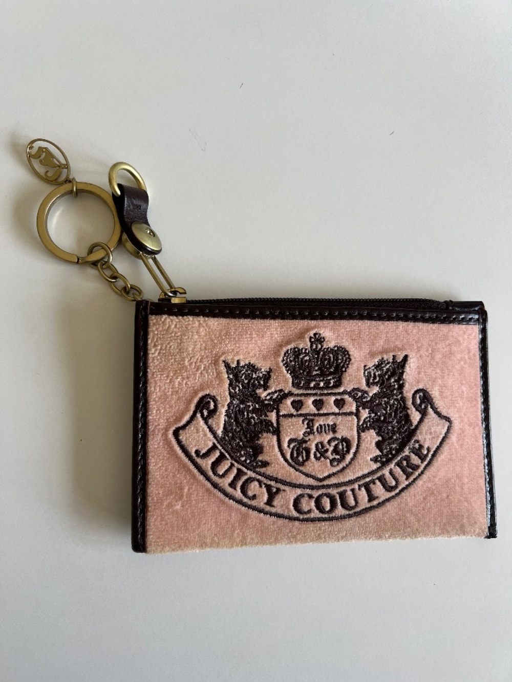 Vintage Juicy Couture Pink Velour Scottie Dog ID Wallet Coin Purse Keychain